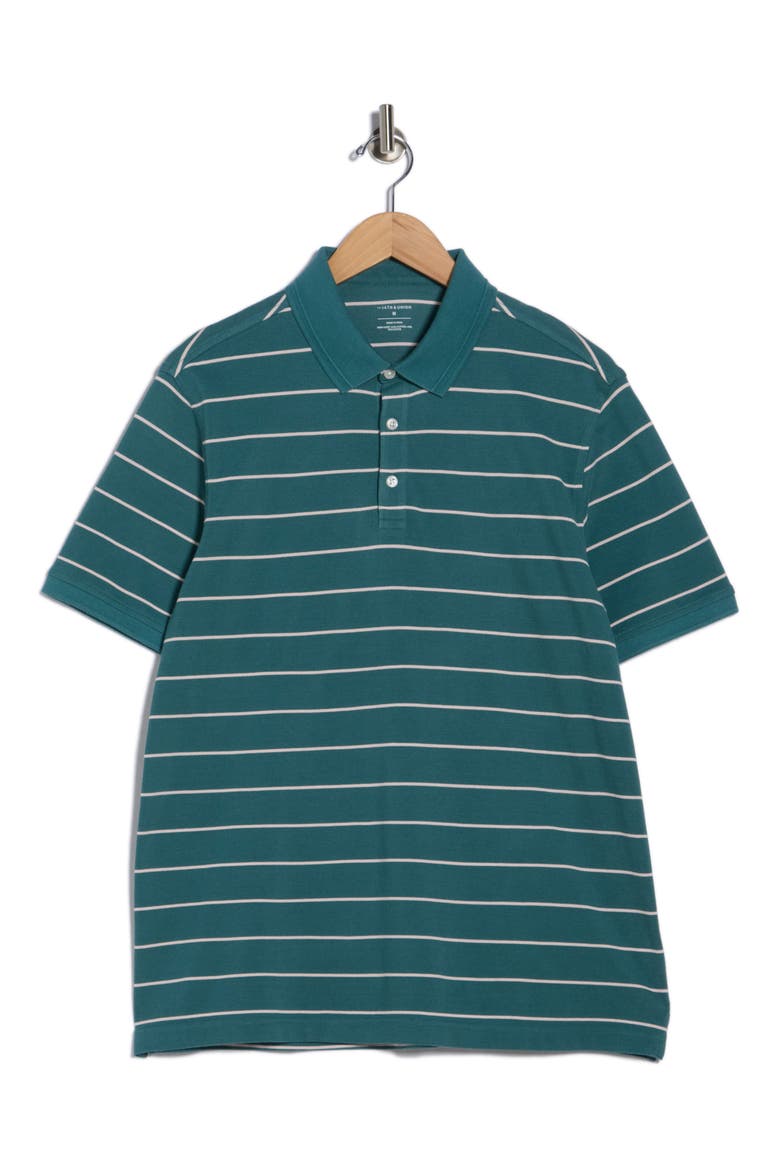 Stripe Cotton Blend Polo, Alternate, color, TEAL BIFF STRIPE
