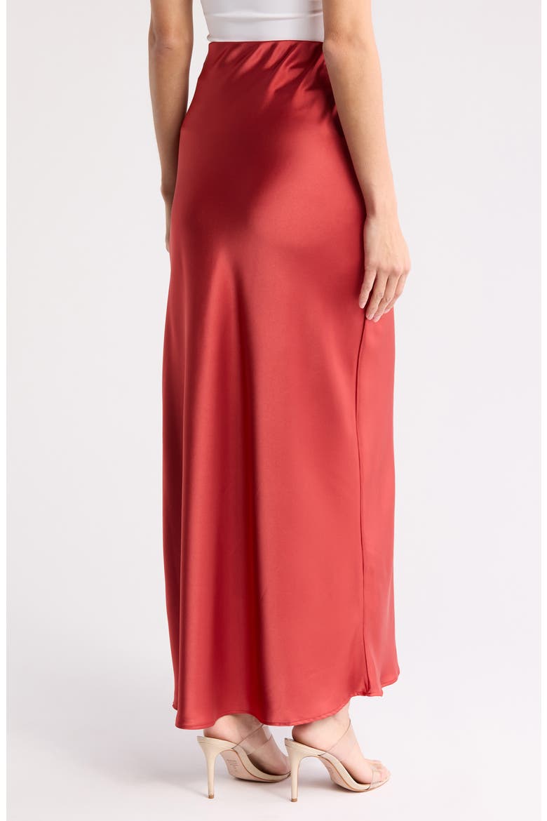 Satin A-Line Skirt, Alternate, color, RUST