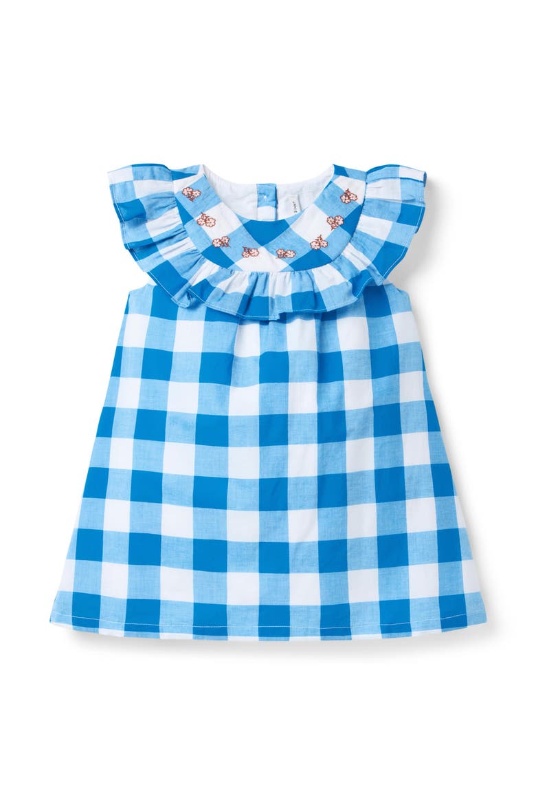 Gingham Ruffle Dress, Main, color, Blue
