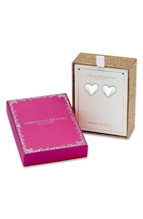 Heart Button Stud Earrings