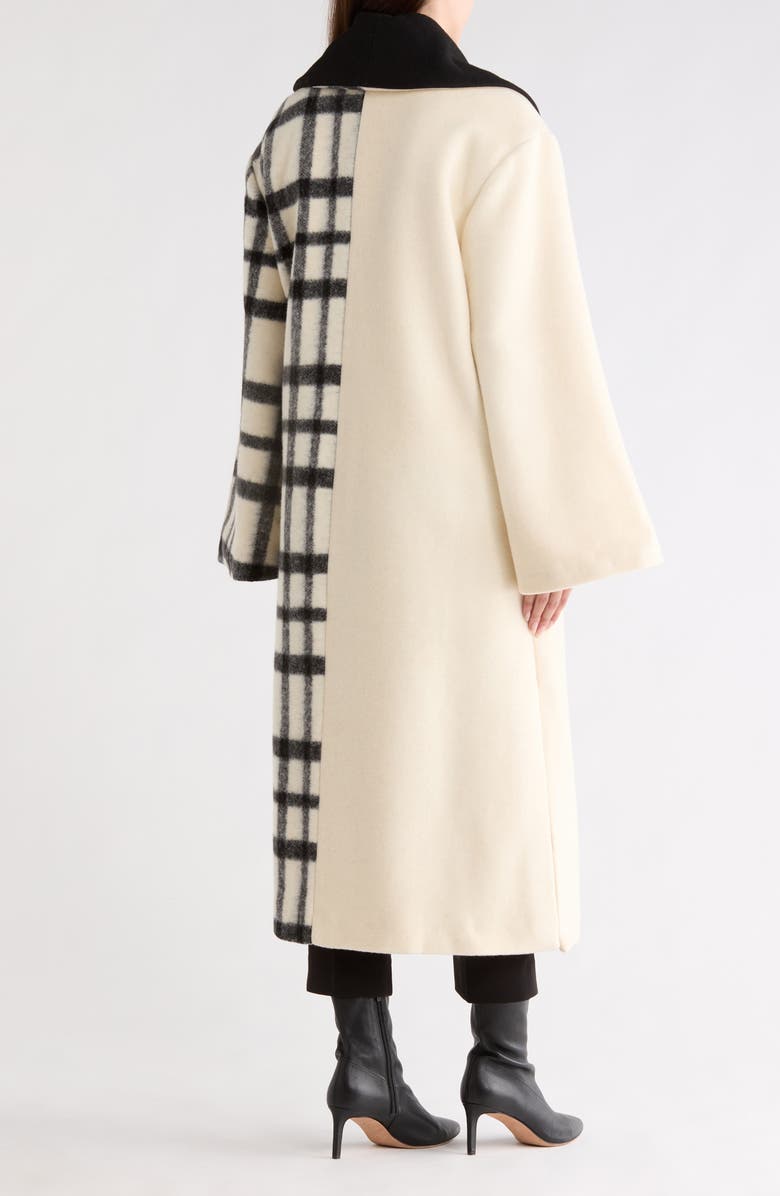 Hutch Kallie Notched Lapel Mixed Print Coat, Alternate, color, Cream/ Black Plaid