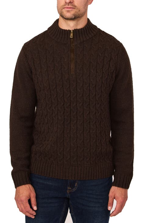 Mountain Range Cable Knit Quarter Zip Sweater