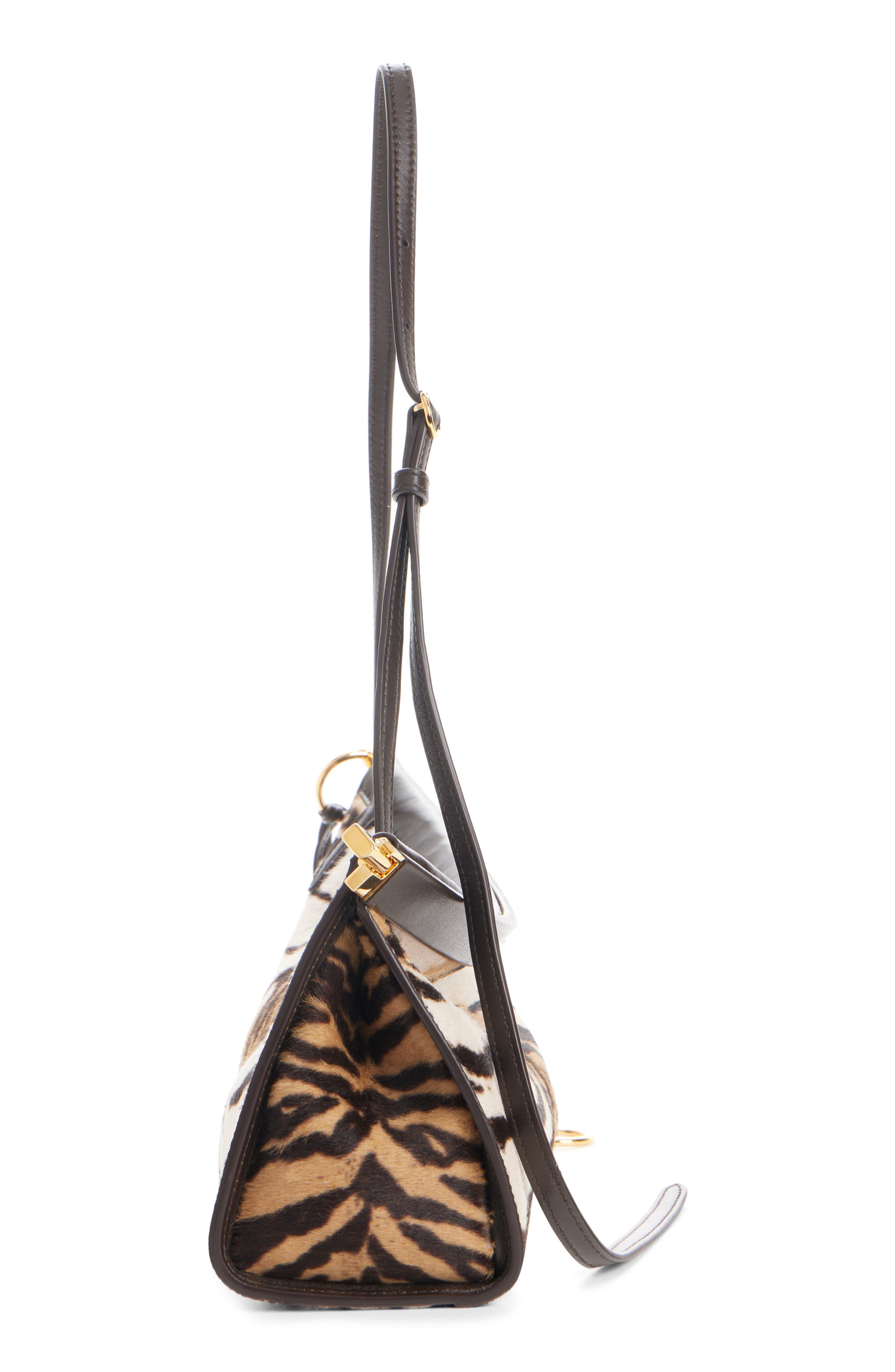 Alaïa Medium Le Click Tiger Print Genuine Calf Hair East/West Shoulder Bag, Alternate, color, Naturel