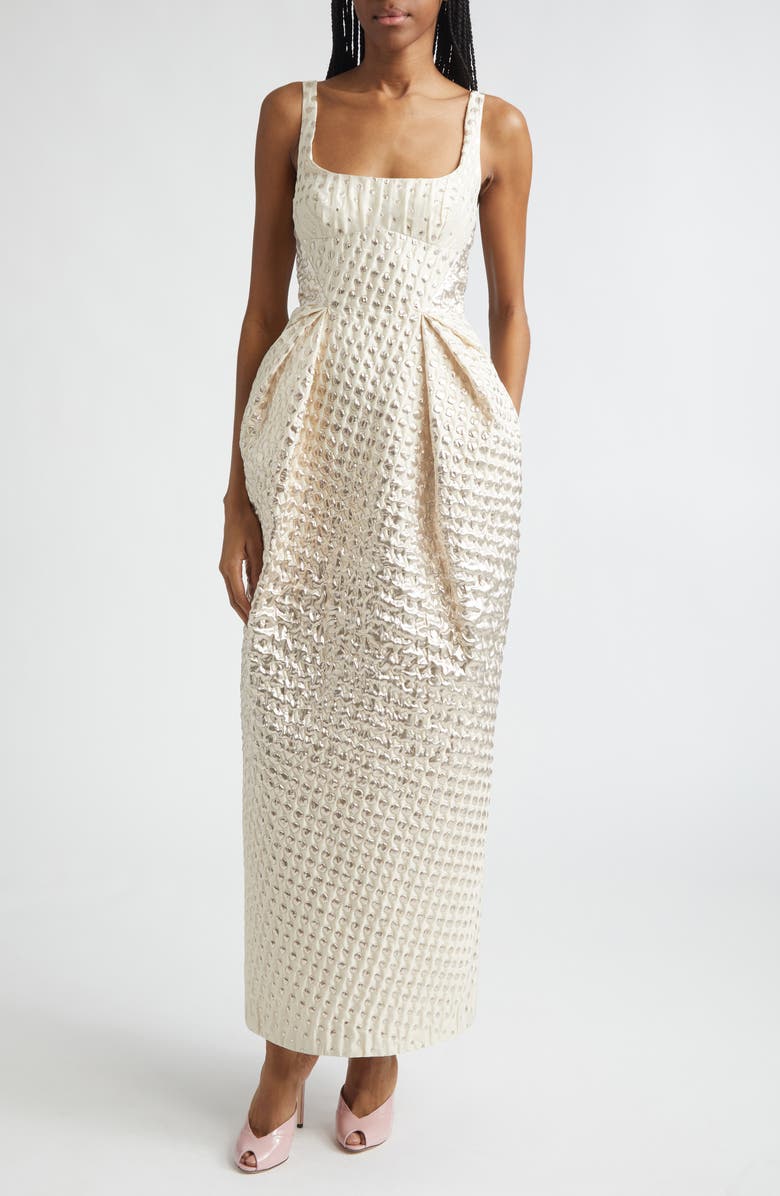 Christopher John Rogers Halftone Dot Jacquard Gown, Main, color, Magnolia