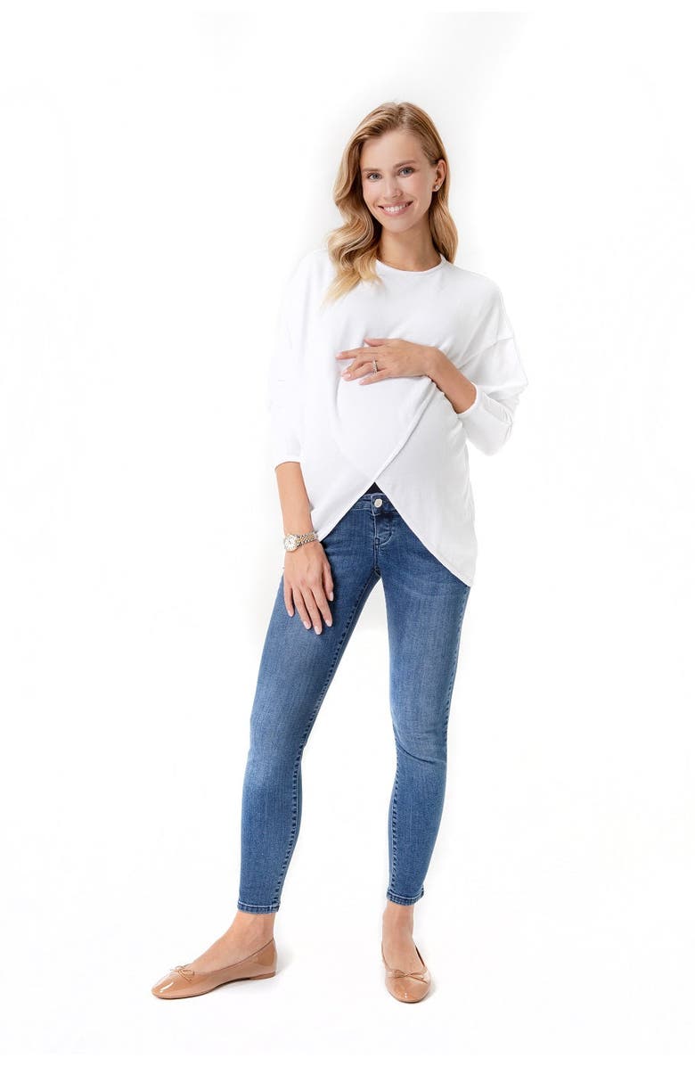 Accouchée Let Loose Crossover Long Sleeve Maternity/Nursing Knit Top, Alternate, color, White