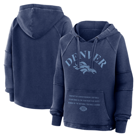 Women's Fanatics Navy Denver Broncos Oversized Raglan Gridiron Hoodie