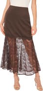 Parker Lace Detail Satin Midi Skirt