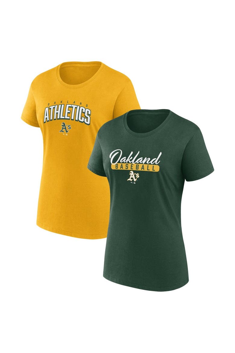 Women's Fanatics Branded Green/Gold Oakland Athletics Fan T-Shirt Combo Set, Main, color, Green