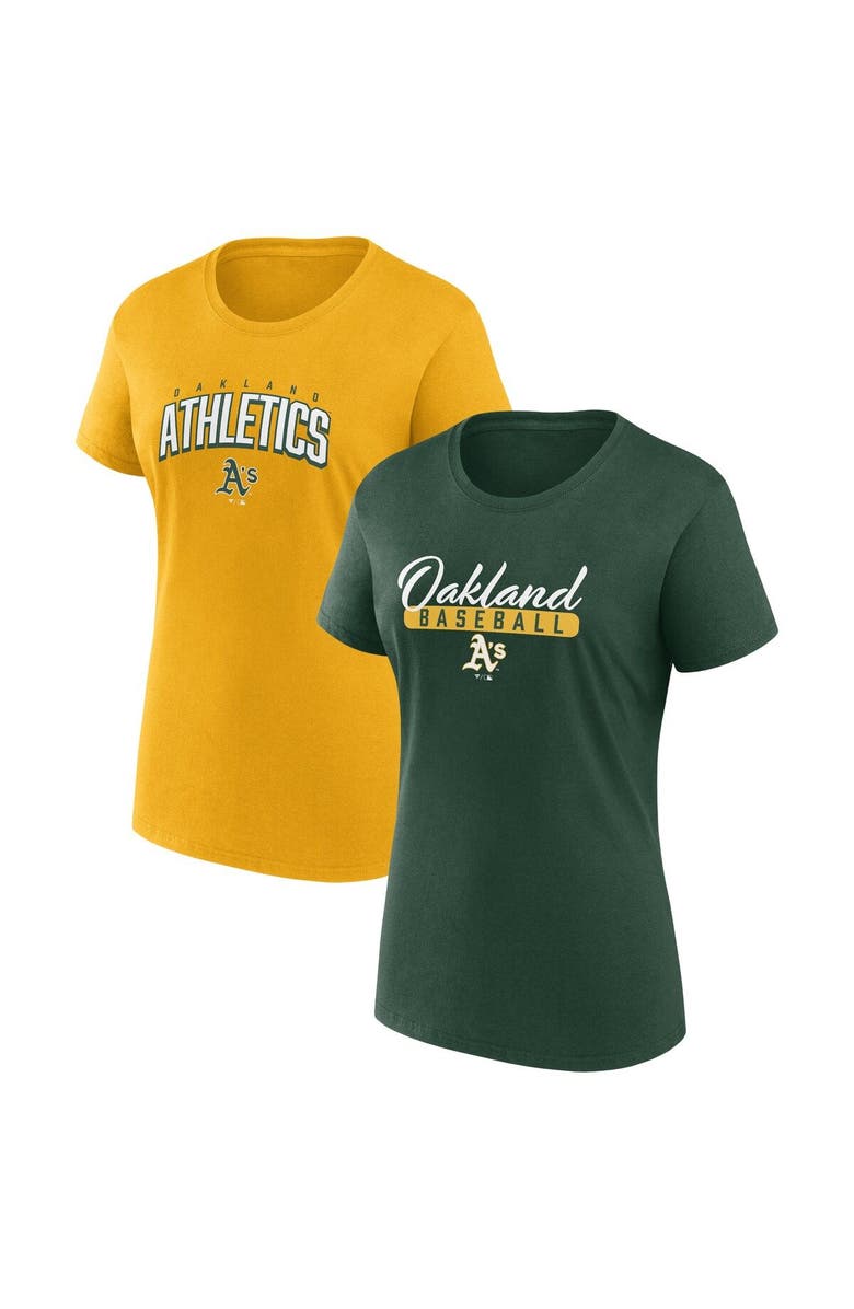 FANATICS Women's Fanatics Branded Green/Gold Oakland Athletics Fan T-Shirt Combo Set, Main, color, Green