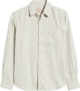 ALEX CRANE Cloud Stripe Organic Cotton Flannel Button-Up Shirt