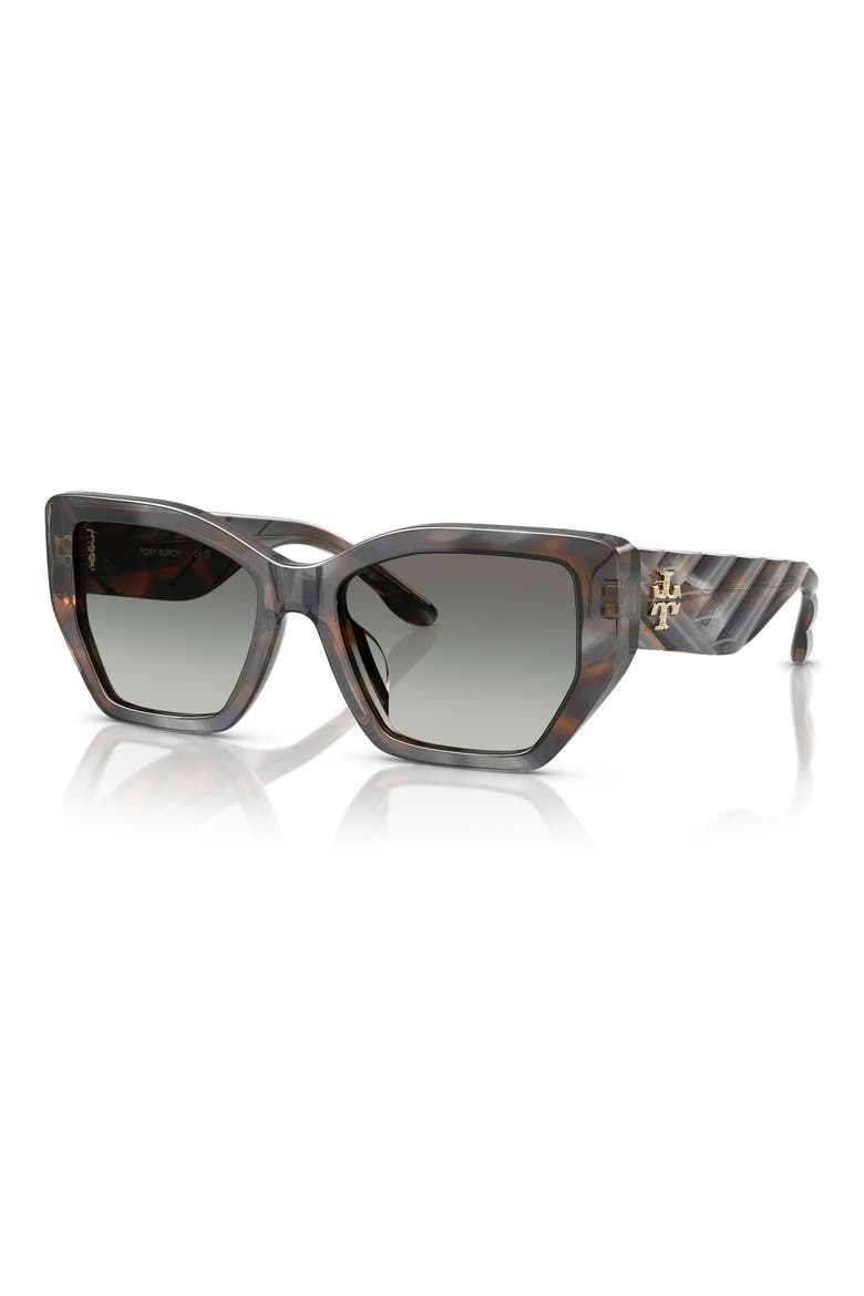 53mm Irregular Sunglasses, Alternate, color, BLUE SMOKE TORTOISE / GREY