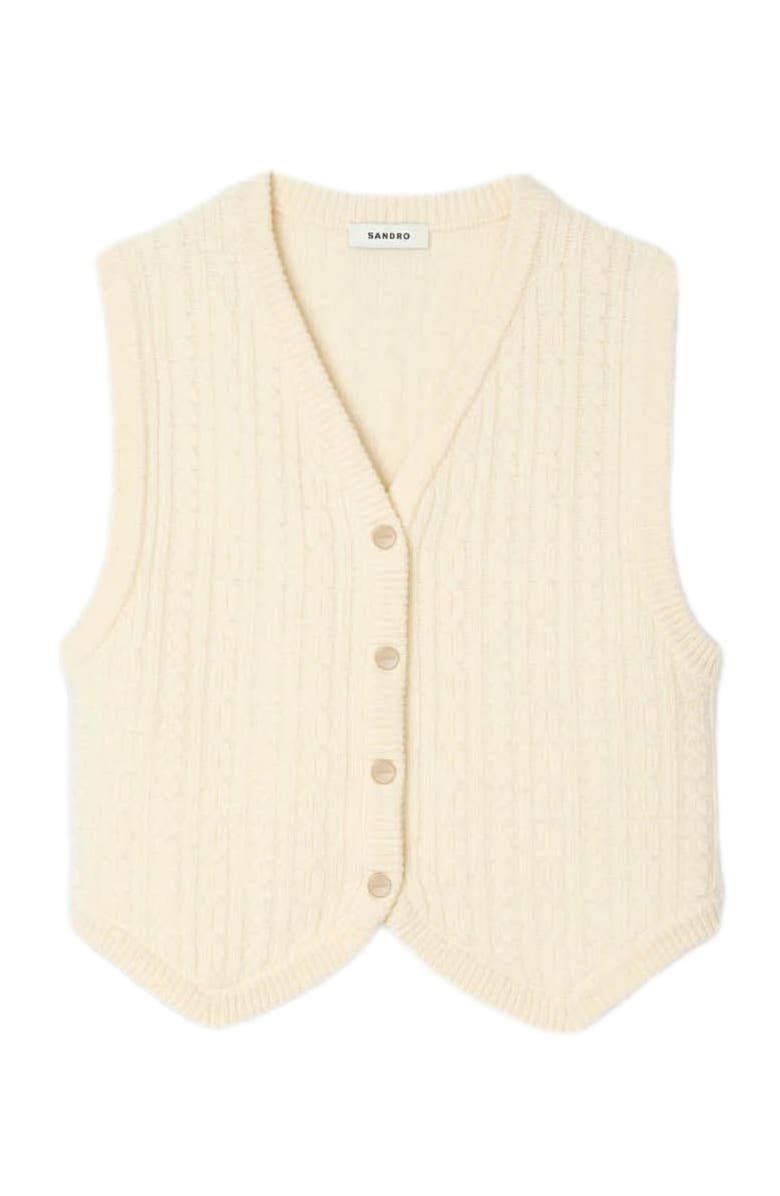SANDRO Cable knit vest, Alternate, color, Ecru