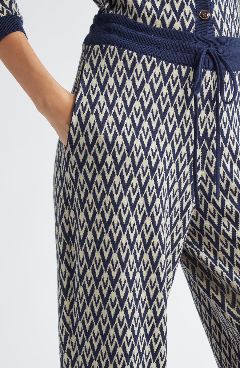 Valentino Garavani Toute la V Jacquard Virgin Wool Joggers, Alternate, color, Navy/ Cream