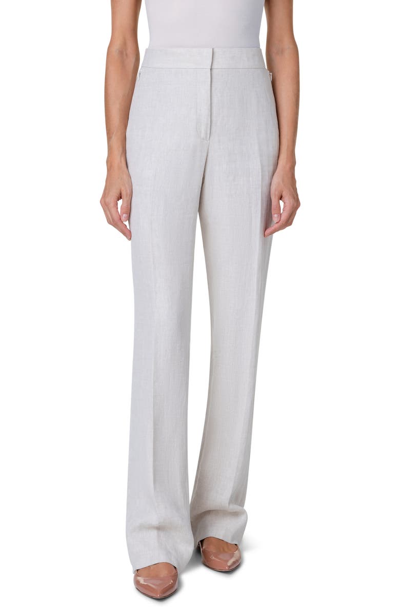 Akris Carl High Waist Linen Herringbone Pants, Main, color,