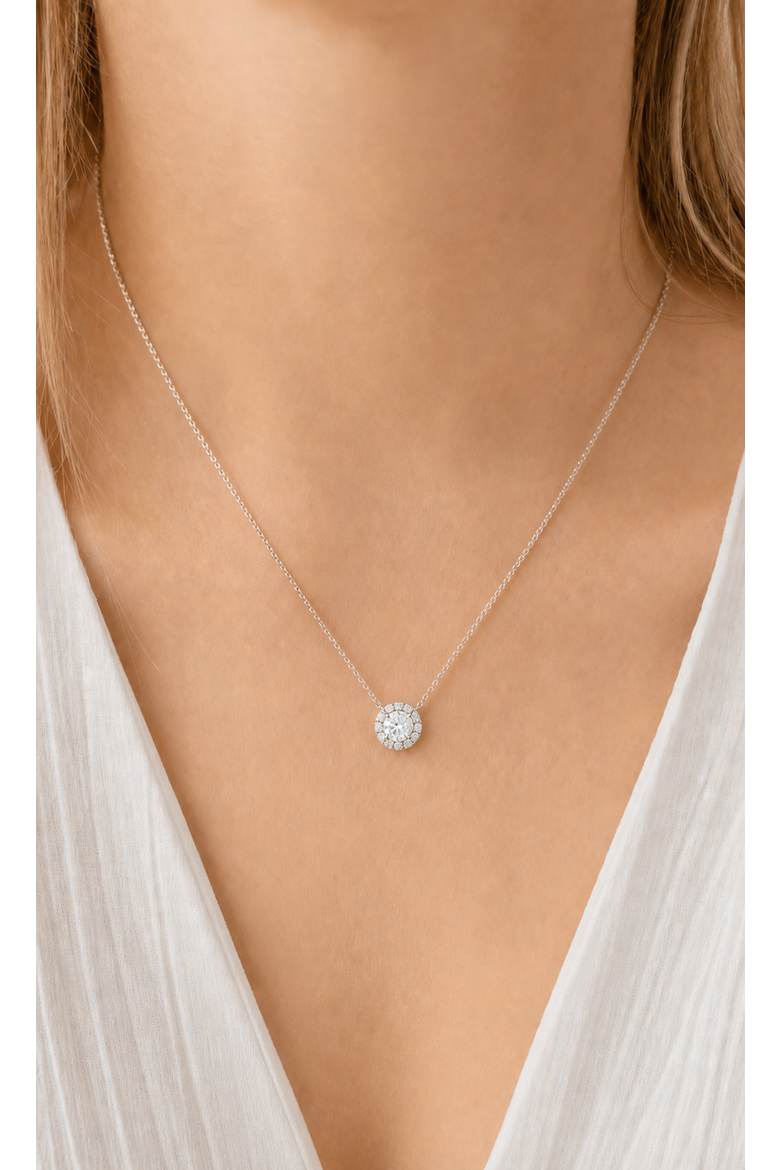 1 CT Lab-Grown Diamond French-Set 16-18" Necklace in 14K Gold, Alternate, color, White