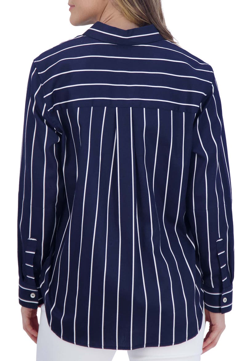 Stripe Tunic Button-Up Shirt, Alternate, color, NAVY