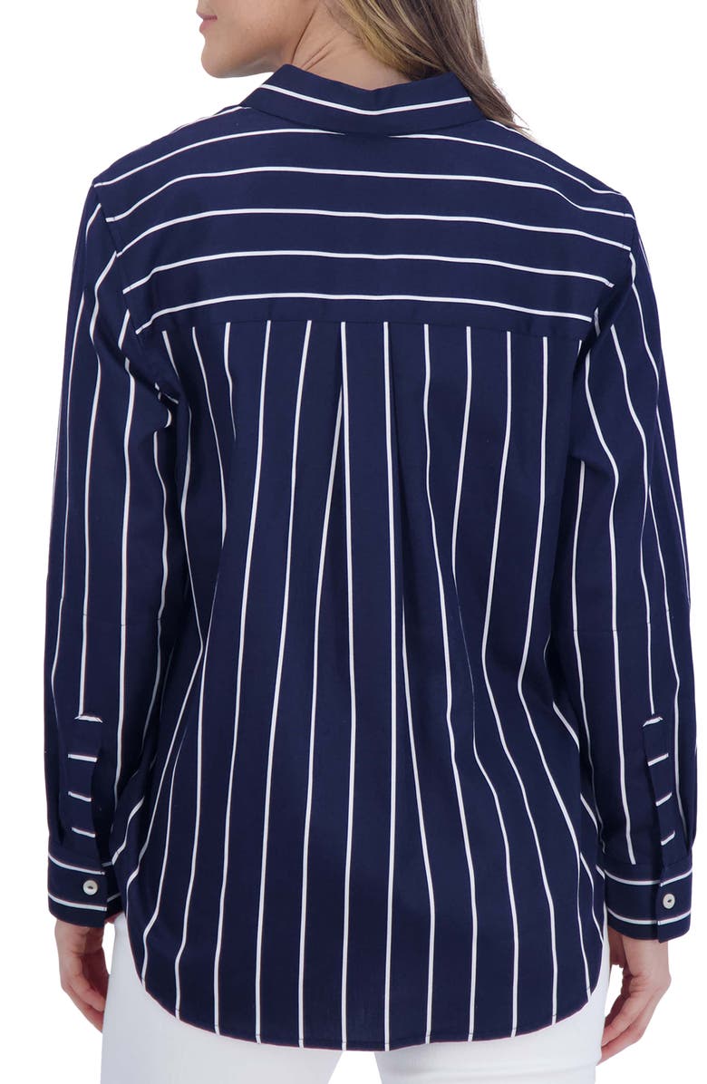 Foxcroft Stripe Tunic Button-Up Shirt, Alternate, color, 