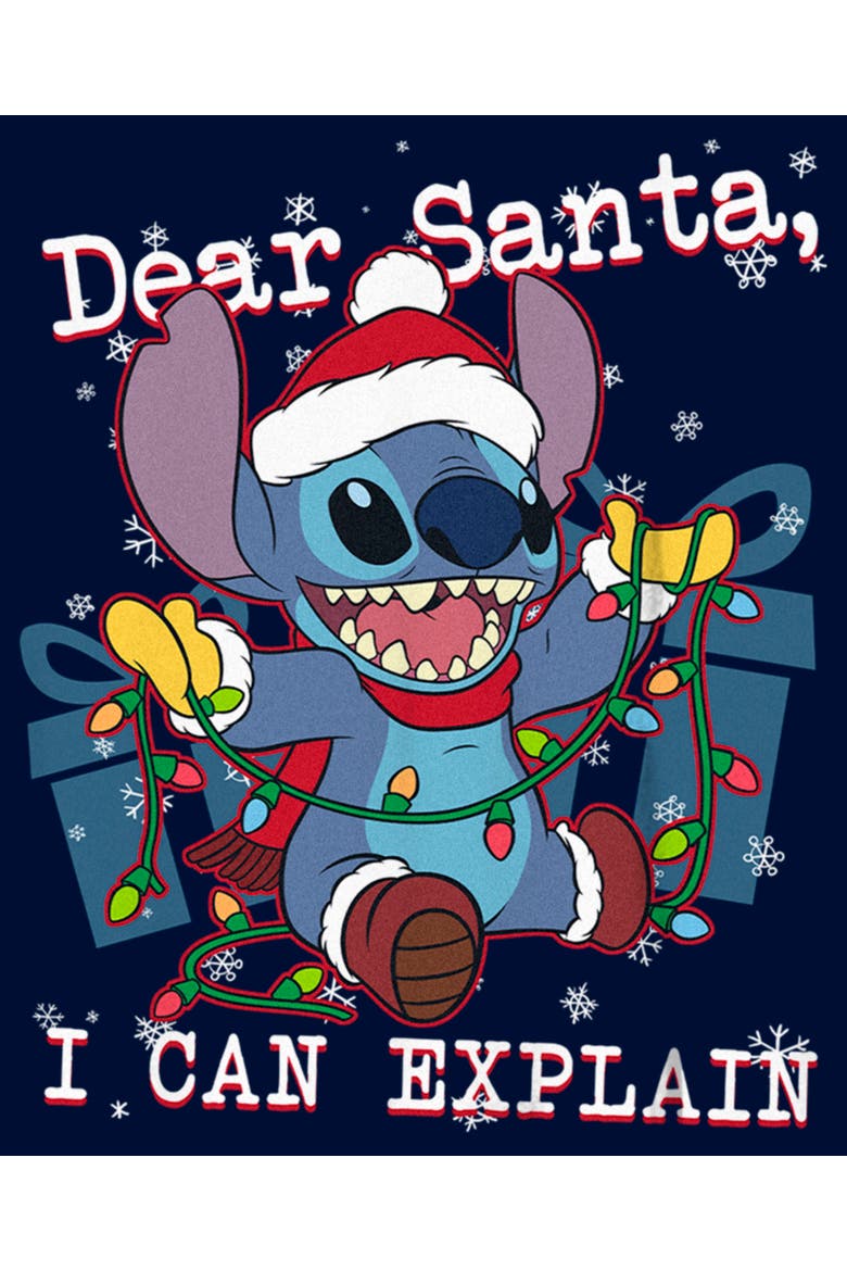 Boy's Lilo & Stitch Dear Santa, I Can Explain  Graphic T-Shirt, Alternate, color, Navy Blue
