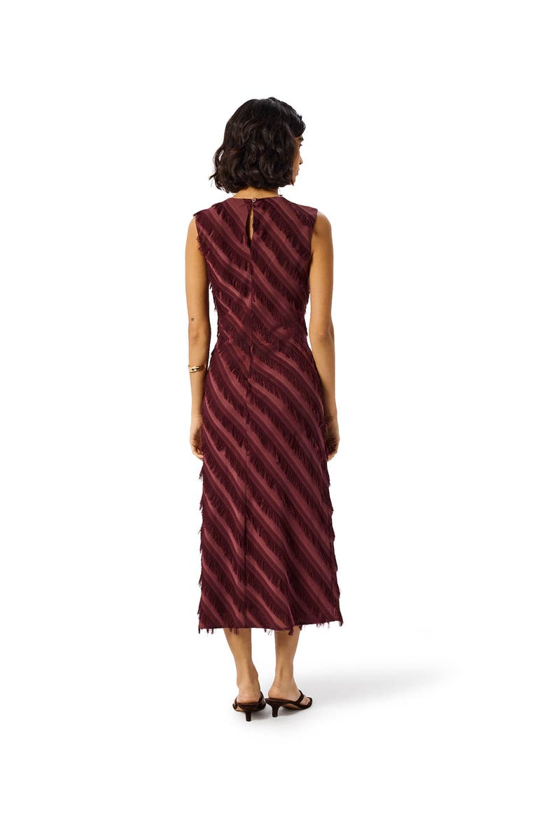 Fringe Textured Sleeveless Midi Dress, Alternate, color, Brown