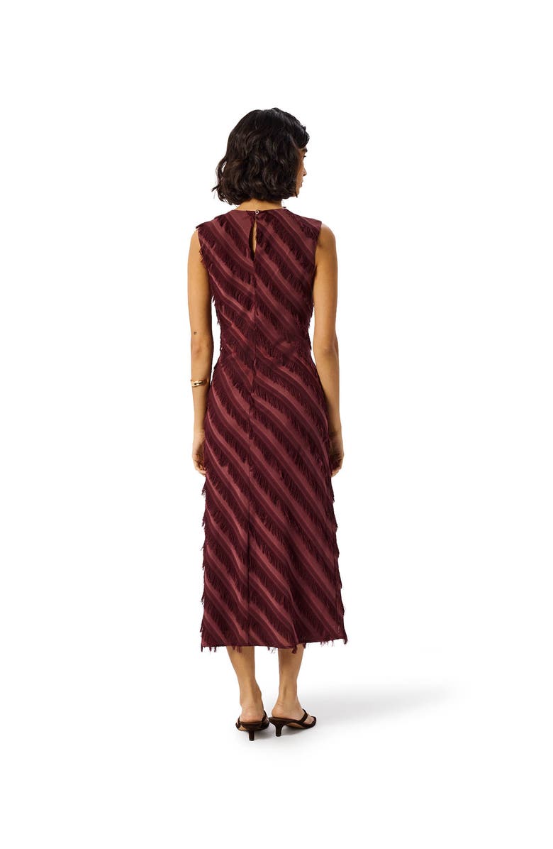 22454328 Fringe Textured Sleeveless Midi Dress, Alternate, color, Brown
