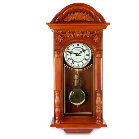 27.5in Oak Finish Pendulum Wall Clock