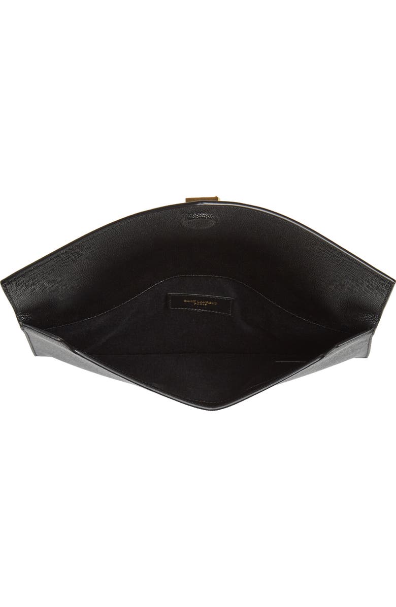 Saint Laurent Uptown Calfskin Leather Envelope Clutch, Alternate, color,