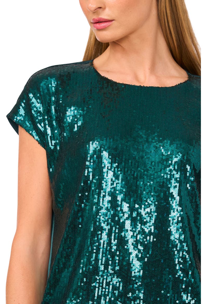 Sequin Cap Sleeve Top, Alternate, color, JUNE BUG