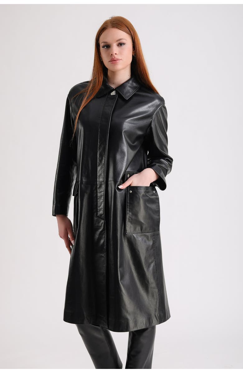 FURNIQ UK LLC Pimlico Leather Trench Coat, Alternate, color,