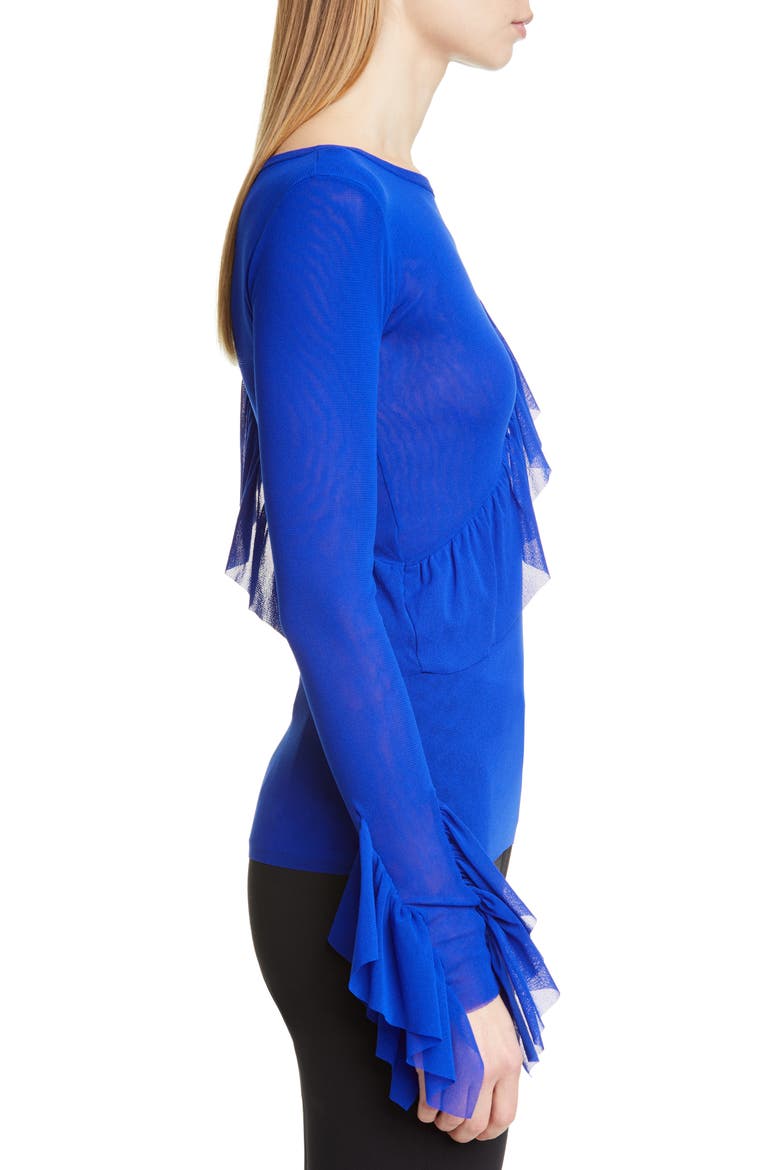 Ruffle Detail Mesh Top, Alternate, color, INDACO