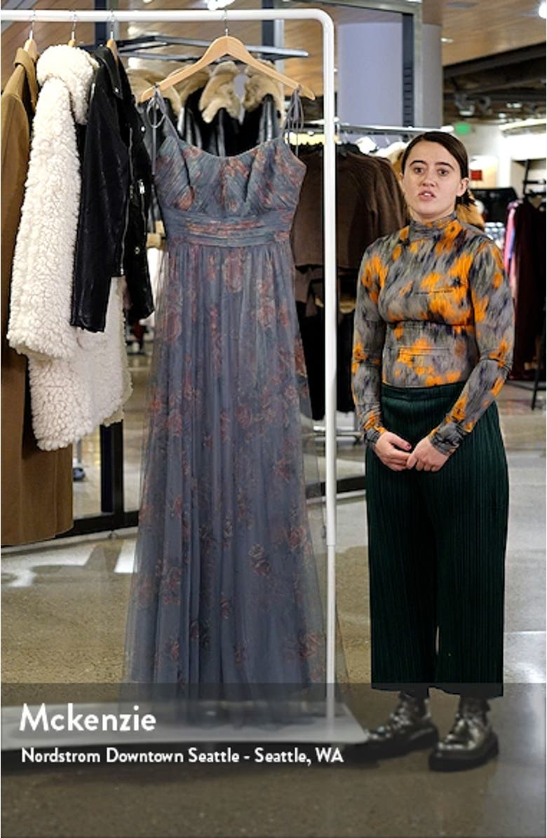 Floral Ruched Bodice Tulle Gown, sales video thumbnail