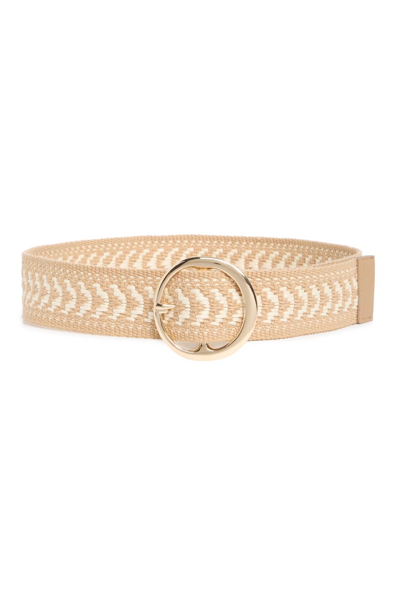 Woven Faux Raffia Belt, Main, color, TAN