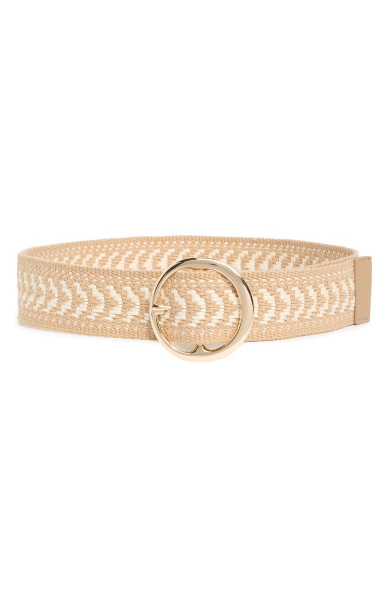 Steve Madden Woven Faux Raffia Belt, Main, color, Tan