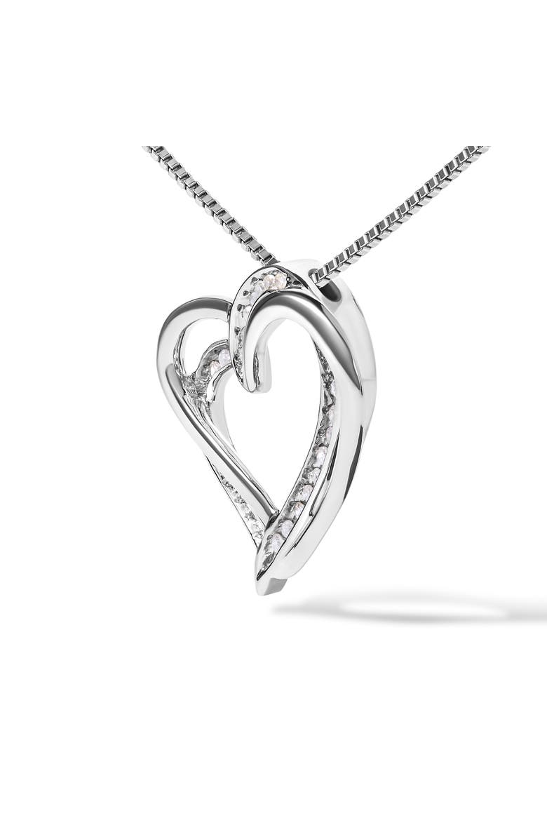 Haus of Brilliance 925 Sterling Silver 1/10ct TDW Diamond Double Heart Pendant Necklace, Alternate, color, Silver