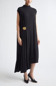 Bottega Veneta Cape Back Crepe Jersey Midi Dress