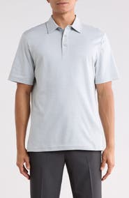 David Donahue Stripe Cotton Polo