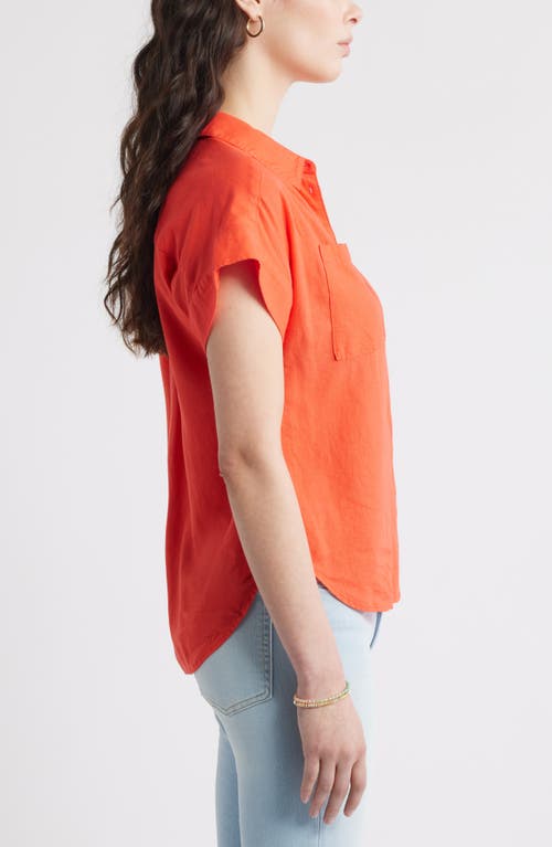 Caslonr Caslon(r) Linen Blend Short Sleeve Button-up Shirt
