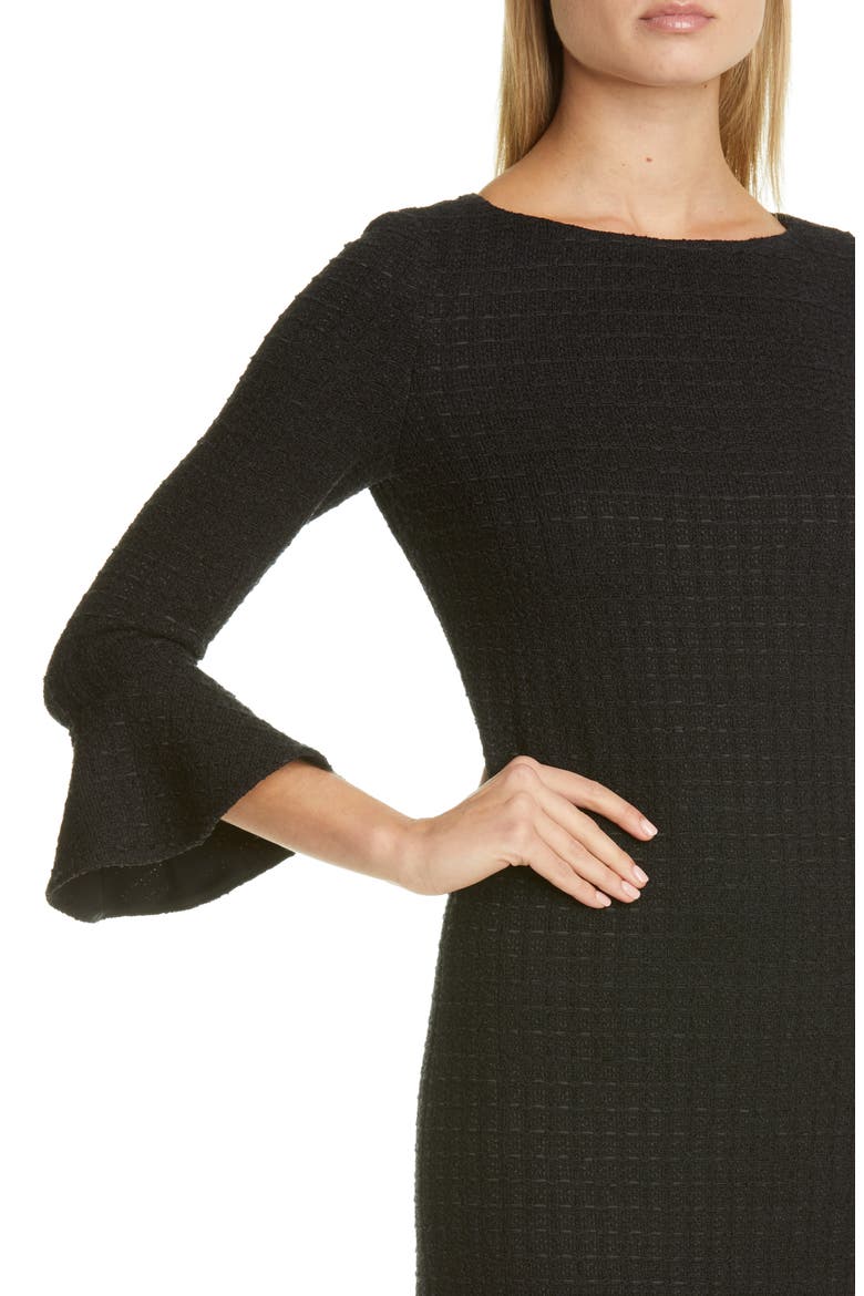 Ribbon Textured Windowpane Knit Sheath Dress, Alternate, color, CAVIAR