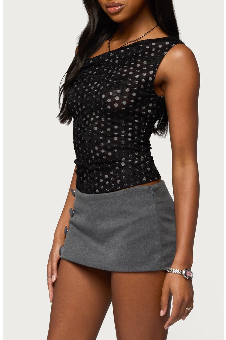 Lace Dot One-Shoulder Top, Alternate, color, BLACK