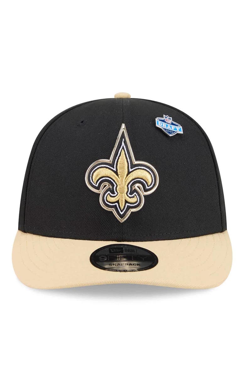 Men's New Era  Black/Gold New Orleans Saints 2026 NFL Draft On Stage Pre-Curved 9FIFTY Snapback Hat, Alternate, color, Black