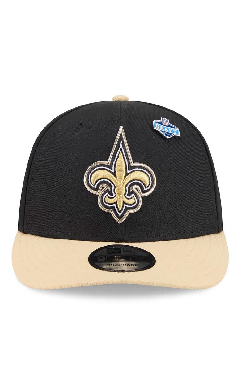 New Era Men's New Era  Black/Gold New Orleans Saints 2026 NFL Draft On Stage Pre-Curved 9FIFTY Snapback Hat, Alternate, color, Black