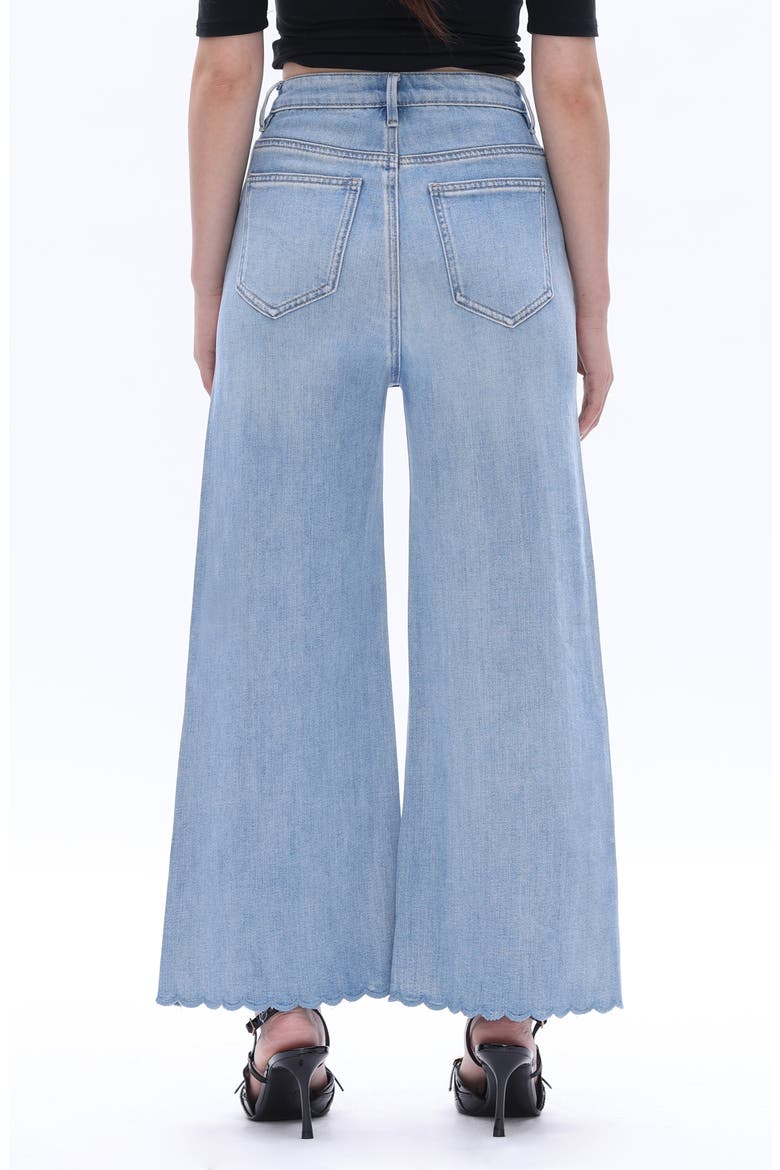 Rhinestone Floral Embroidered High Waist Wide Leg Jeans, Alternate, color, LIGHT BLUE