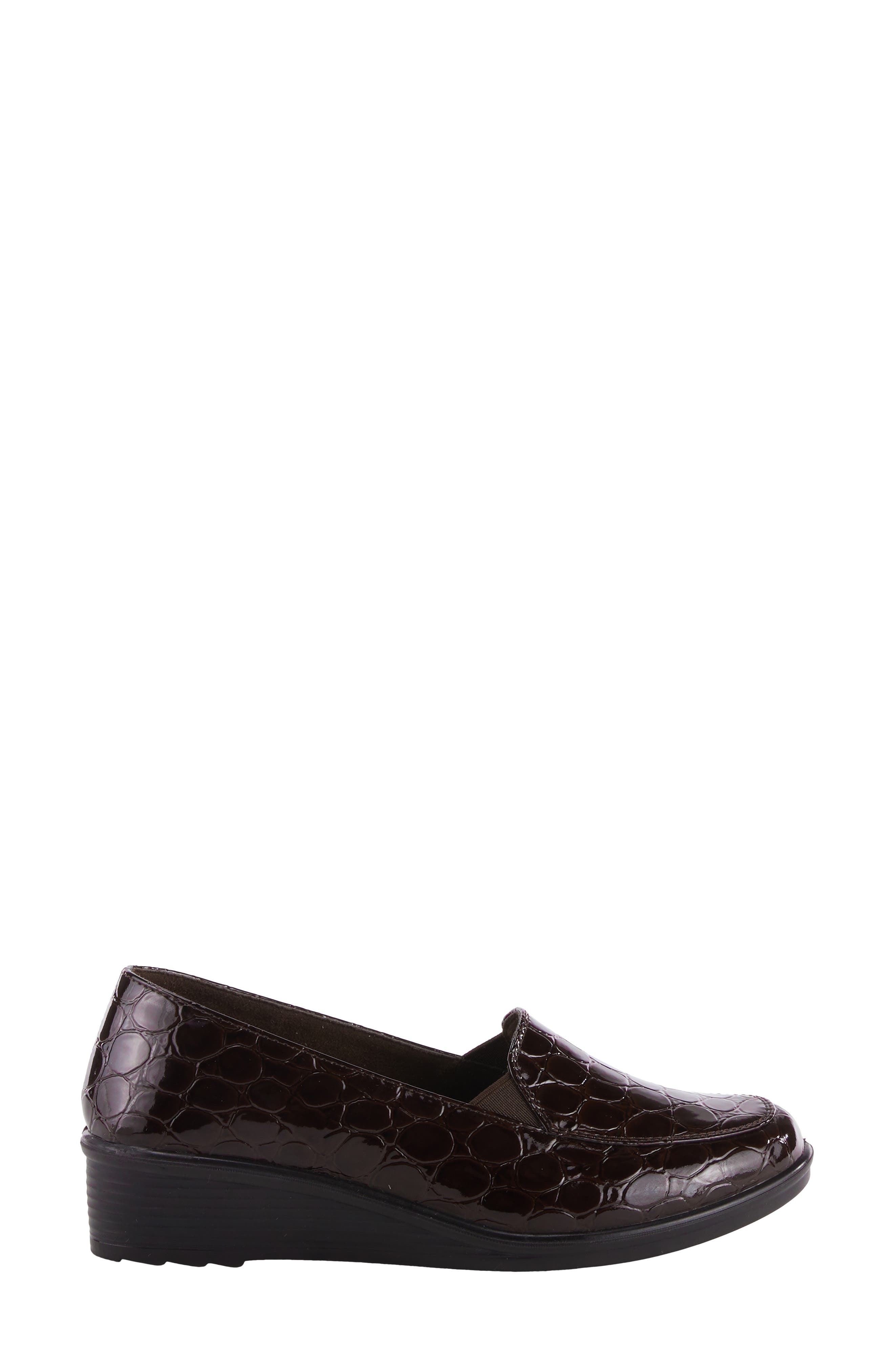 Flexus by Spring Step Biddey Wedge Loafer, Alternate, color, Dark Brown Croco