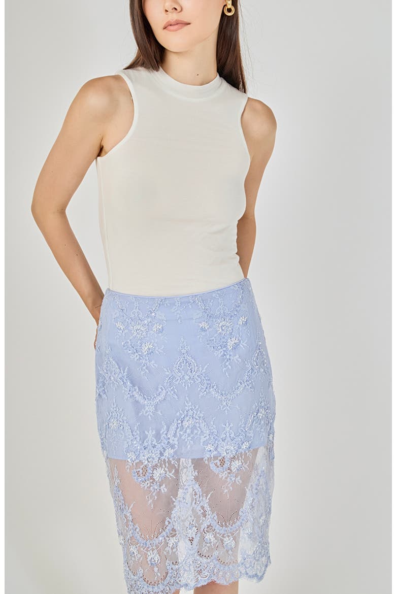Sequin Lace Midi Skirt, Alternate, color, POWDER BLUE