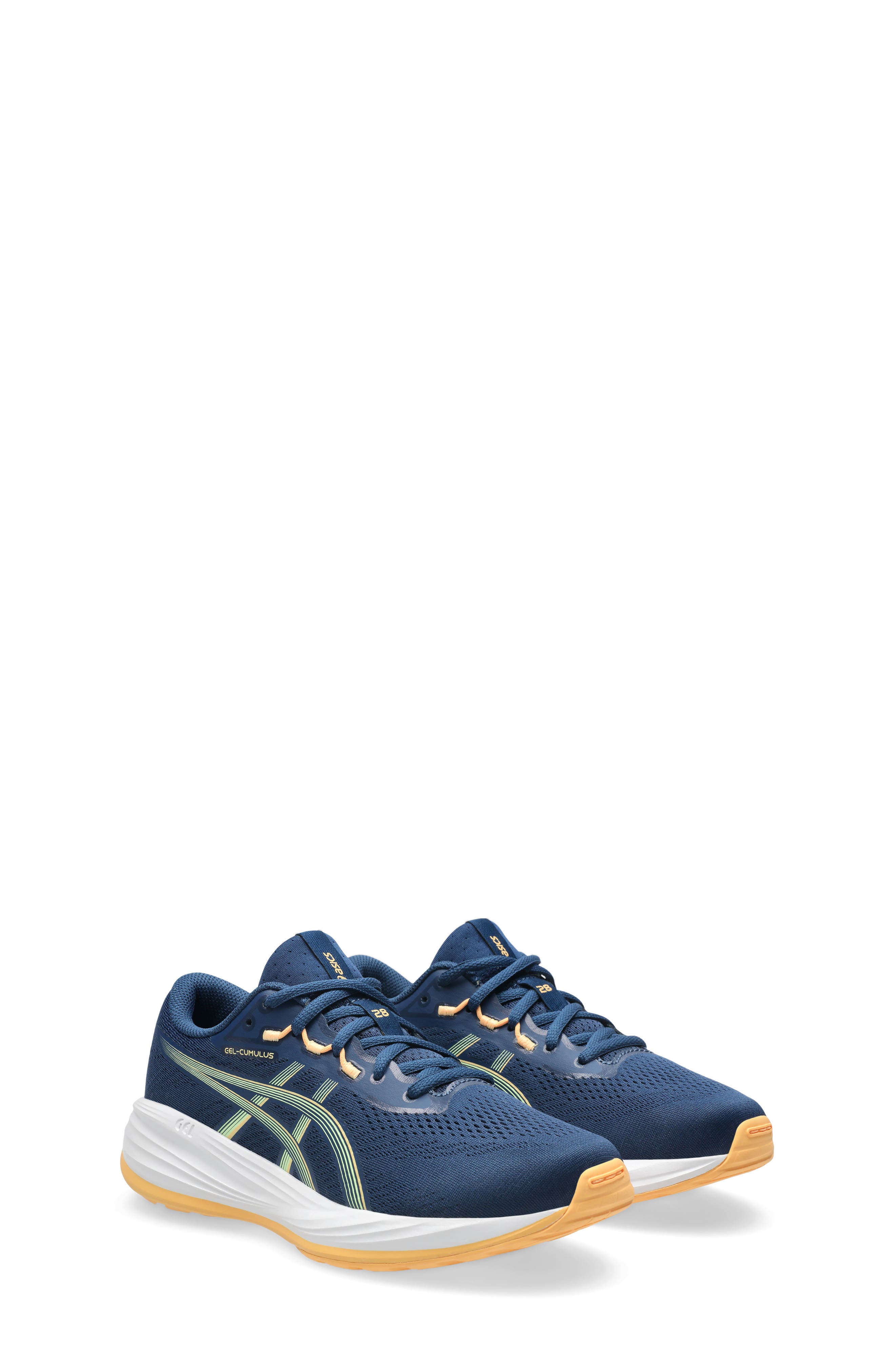 Kids' GEL-CUMULUS 28 GS Running Shoe, Main, color, INDEPENDENCE BLUE/ORANGE GLOW