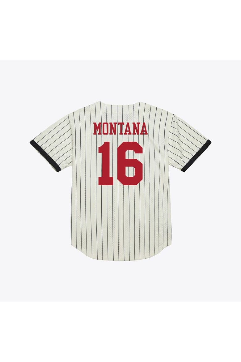 Men's Mitchell & Ness Joe Montana Cream San Francisco 49ers Name & Number Mesh Fashion Jersey, Alternate, color, Cream