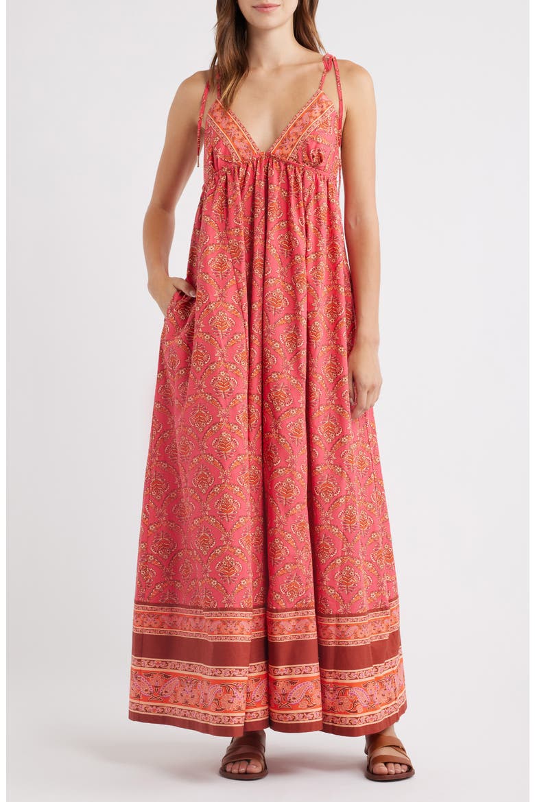 Sorrento Stroll Print Maxi Dress, Main, color, TART BERRY COMBO