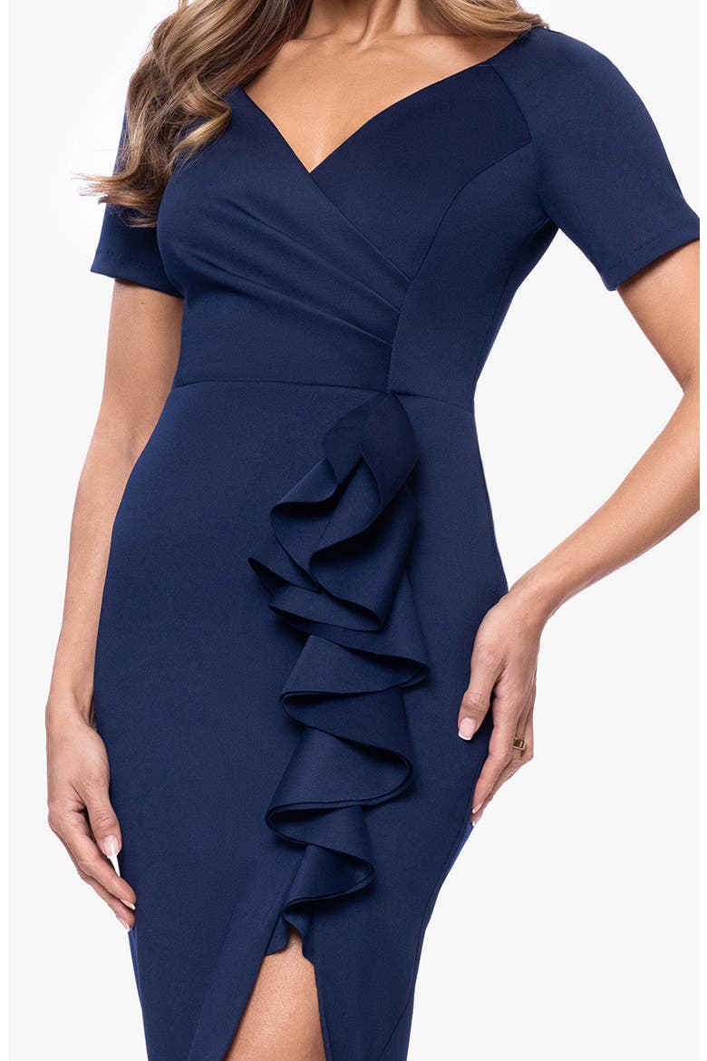 Ruffle Scuba Cocktail Dress, Alternate, color, MIDNIGHT