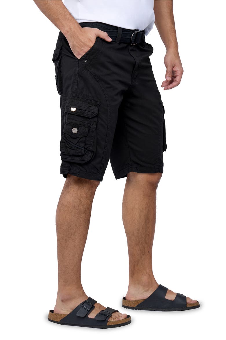 Belted Snap Detail Cargo Pants, Alternate, color, BLACK