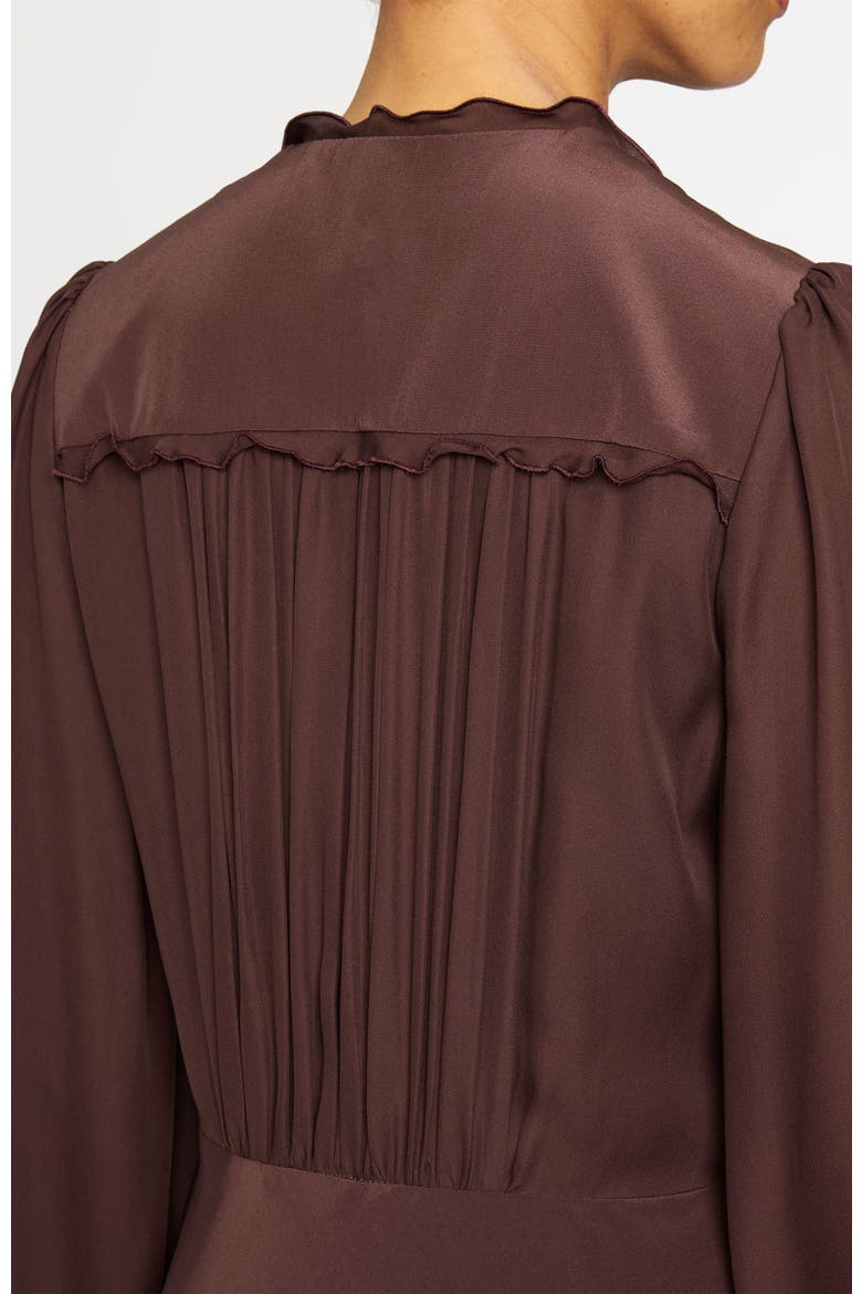 Amal Silk Long Sleeve Fit and Flare Midi Dress, Alternate, color, RAISIN
