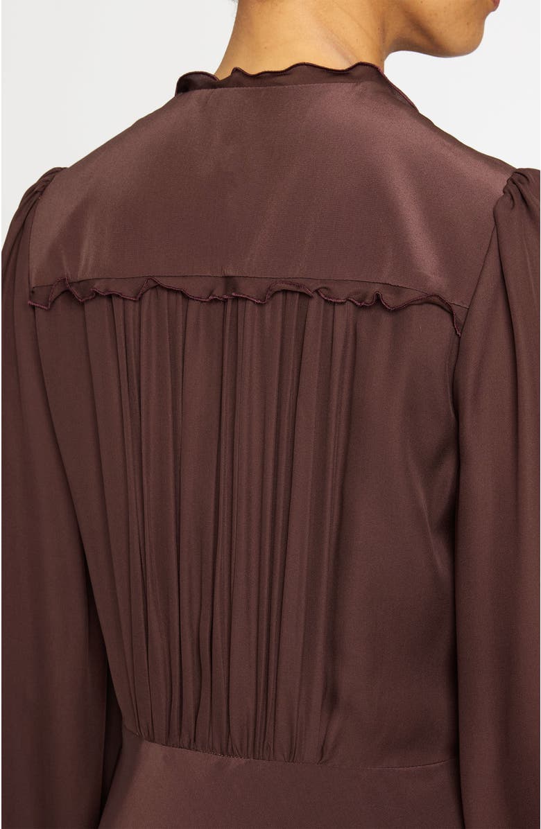 Santorelli Amal Silk Long Sleeve Fit and Flare Midi Dress, Alternate, color, Raisin